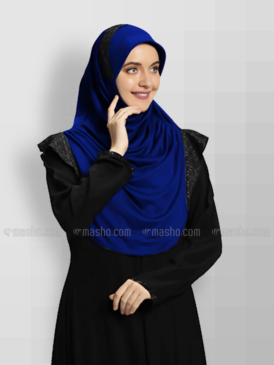 Wholesale Naaz Knitted Icra Fabric Instant Hijab In Royal Blue