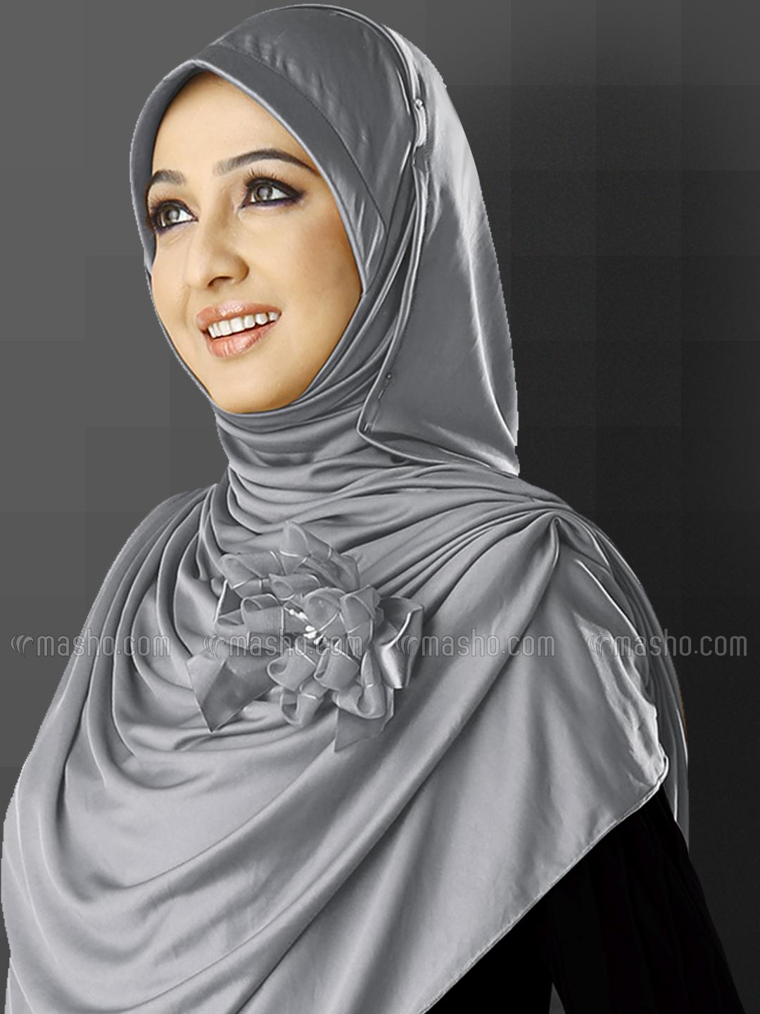 Wholesale Anarkali Xtra Soft Knitted Icra Instant Hijab in Silver