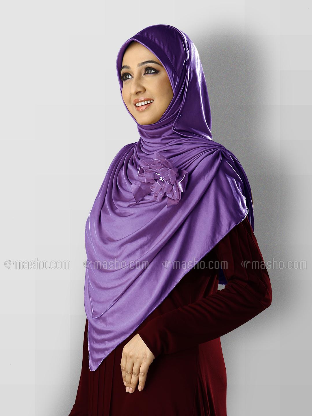 Wholesale Anarkali Xtra Soft Knitted Icra Instant Hijab in Violet