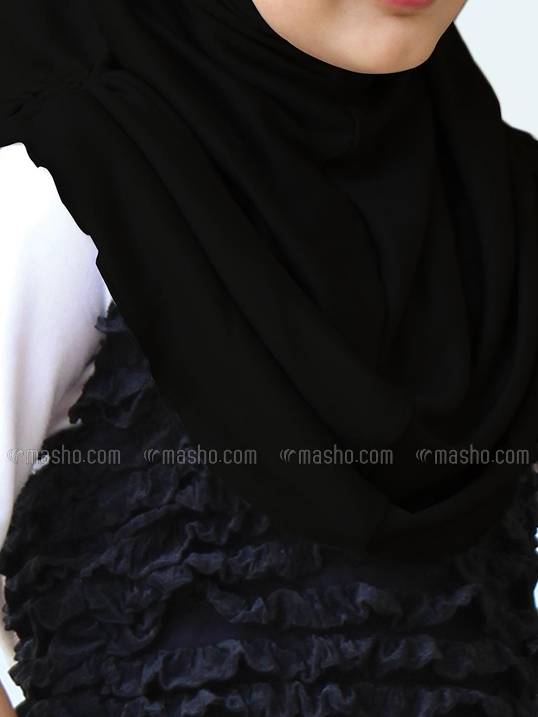 Wholesale Little Heena Soft Knitted Icra Fabric Hijab In Black