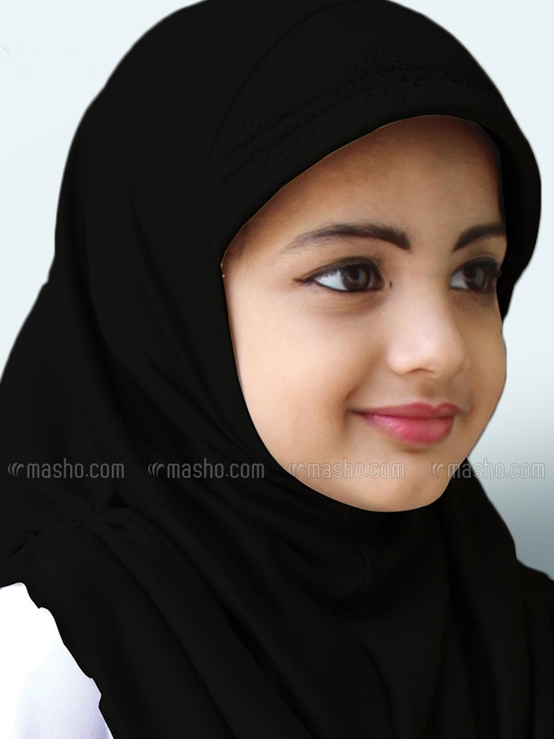 Wholesale Little Heena Soft Knitted Icra Fabric Hijab In Black