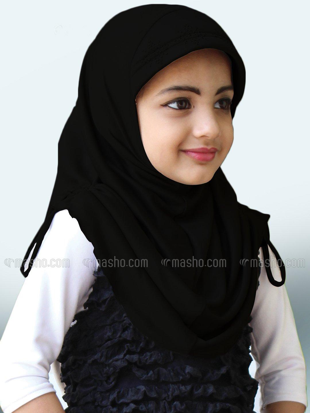 Wholesale Little Heena Soft Knitted Icra Fabric Hijab In Black