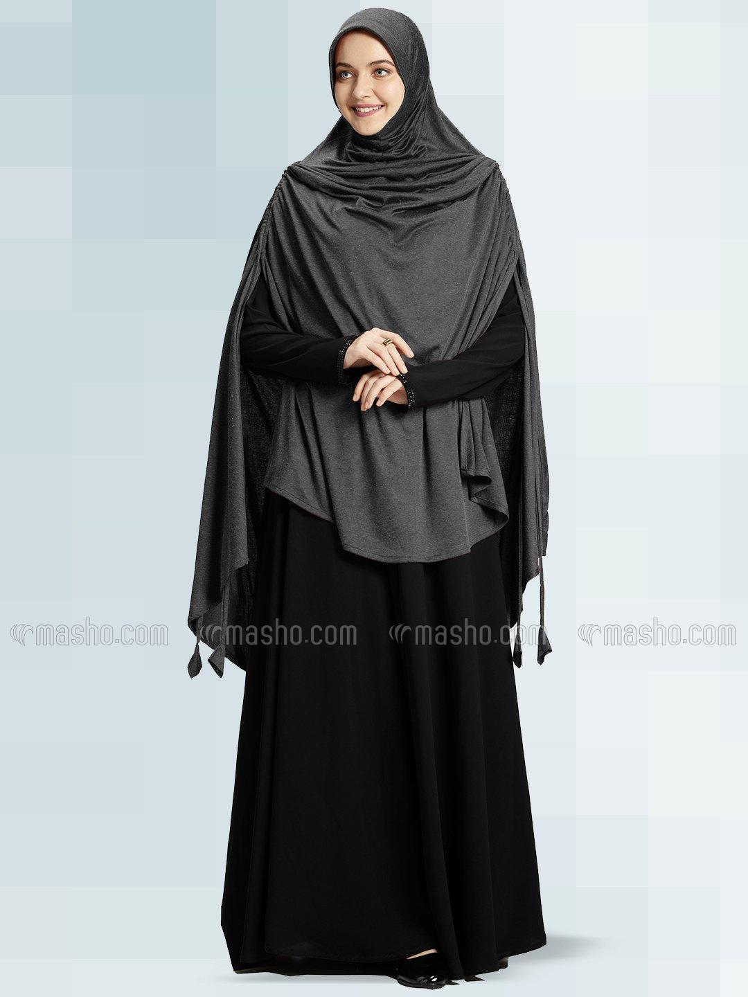 Wholesale Ulema DD Soft Drip Drop Fabric Khimar In Grey