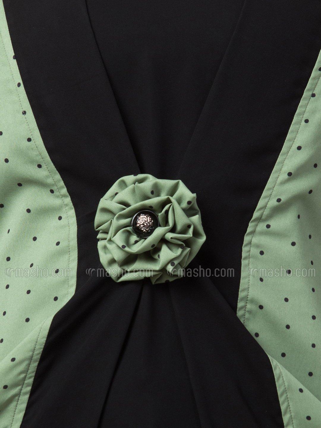 Wholesale Nida Matte Crepe Layered Abaya With Polka Dotted In Green And Black