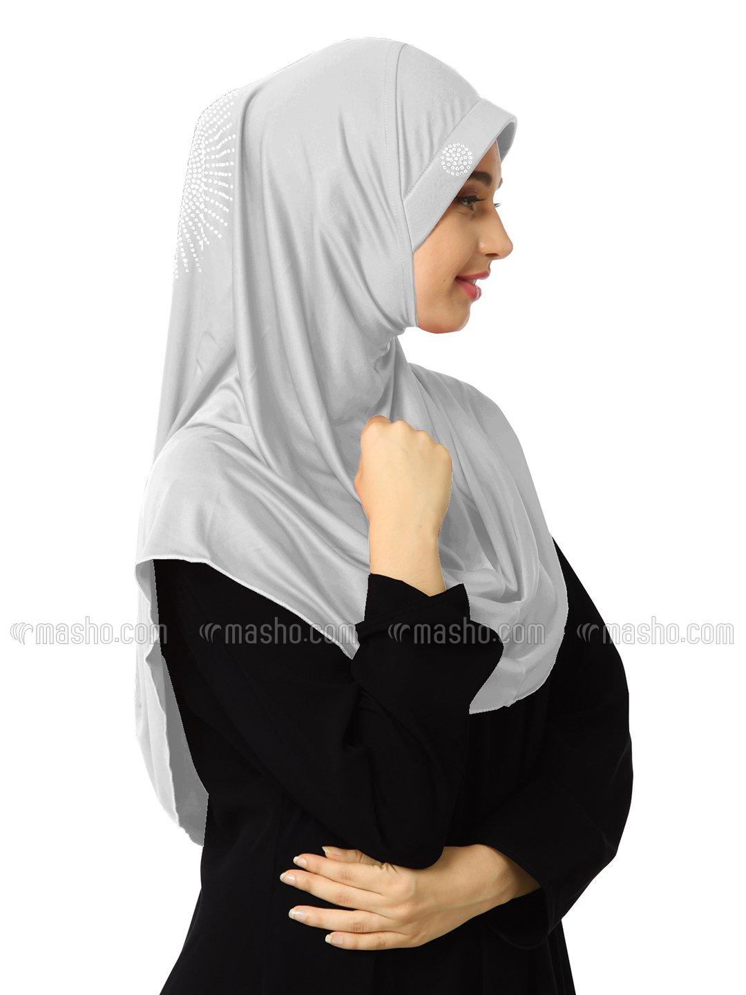 Wholesale Zooni  Lycra Instant Hijab In Silver