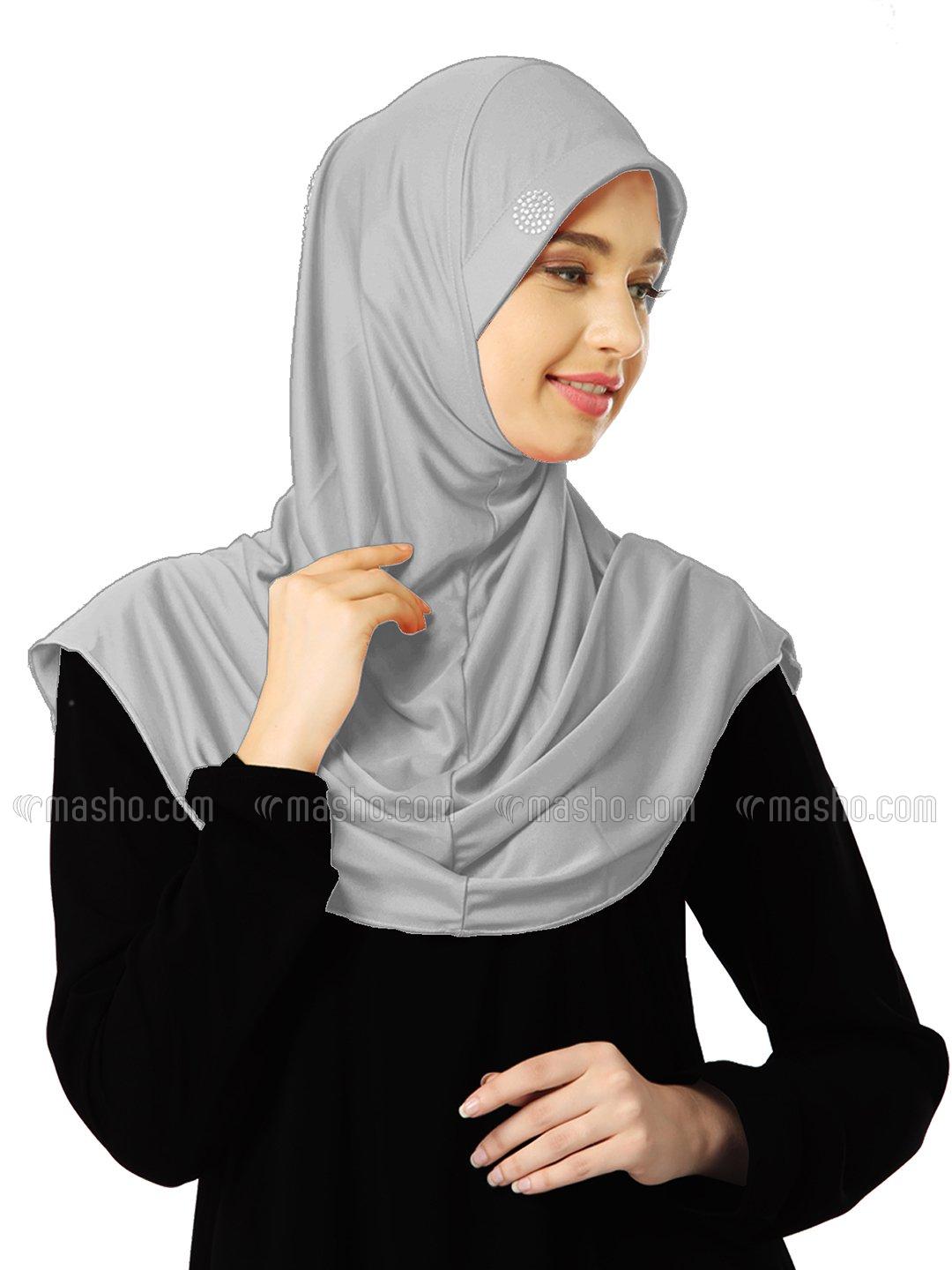 Wholesale Zooni  Lycra Instant Hijab In Silver