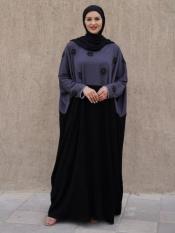 Kaftan With Crystal Work On Front In Black  And Dark Grey