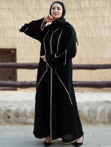 Wholesale Abaya with an Attached Shrug and DoubleLayered Sleeves