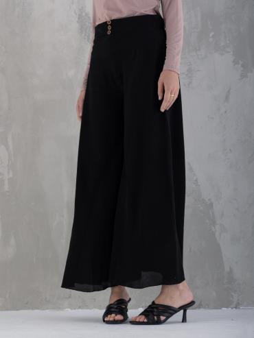 Wholesale Black WideLeg Pants with Show Buttons