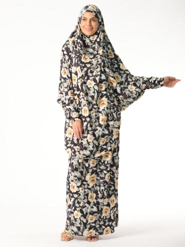 Wholesale Jilbab With Skirt And Attached Niqab In Floral Print