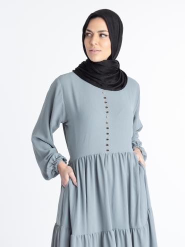 Wholesale Chrome Grey Inaya Modest Abaya 