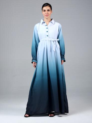 Wholesale MultiColored Ombre Modest Dress
