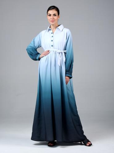 Wholesale MultiColored Ombre Modest Dress