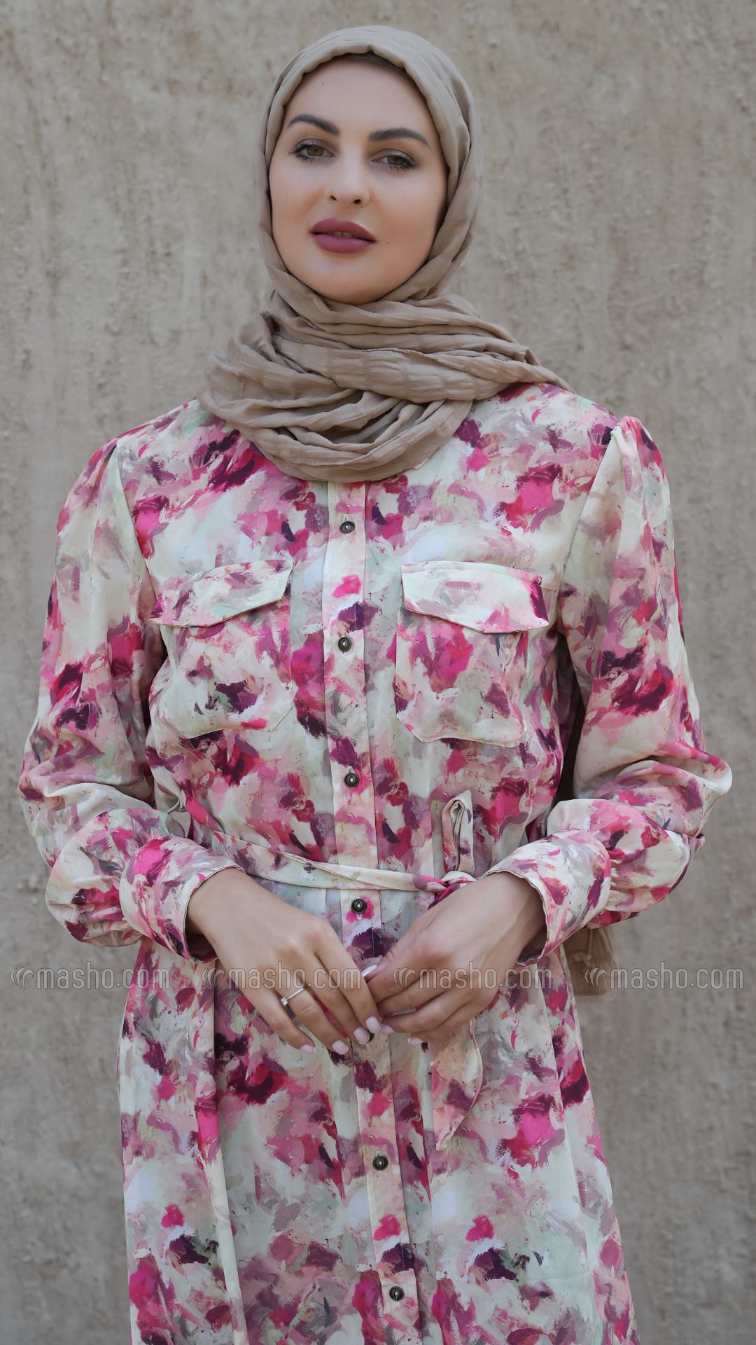 Wholesale Elegant FrontOpen Modest Dress with Two Side Pockets