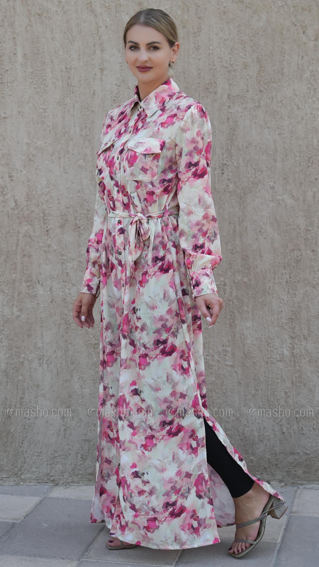 Wholesale Elegant FrontOpen Modest Dress with Two Side Pockets