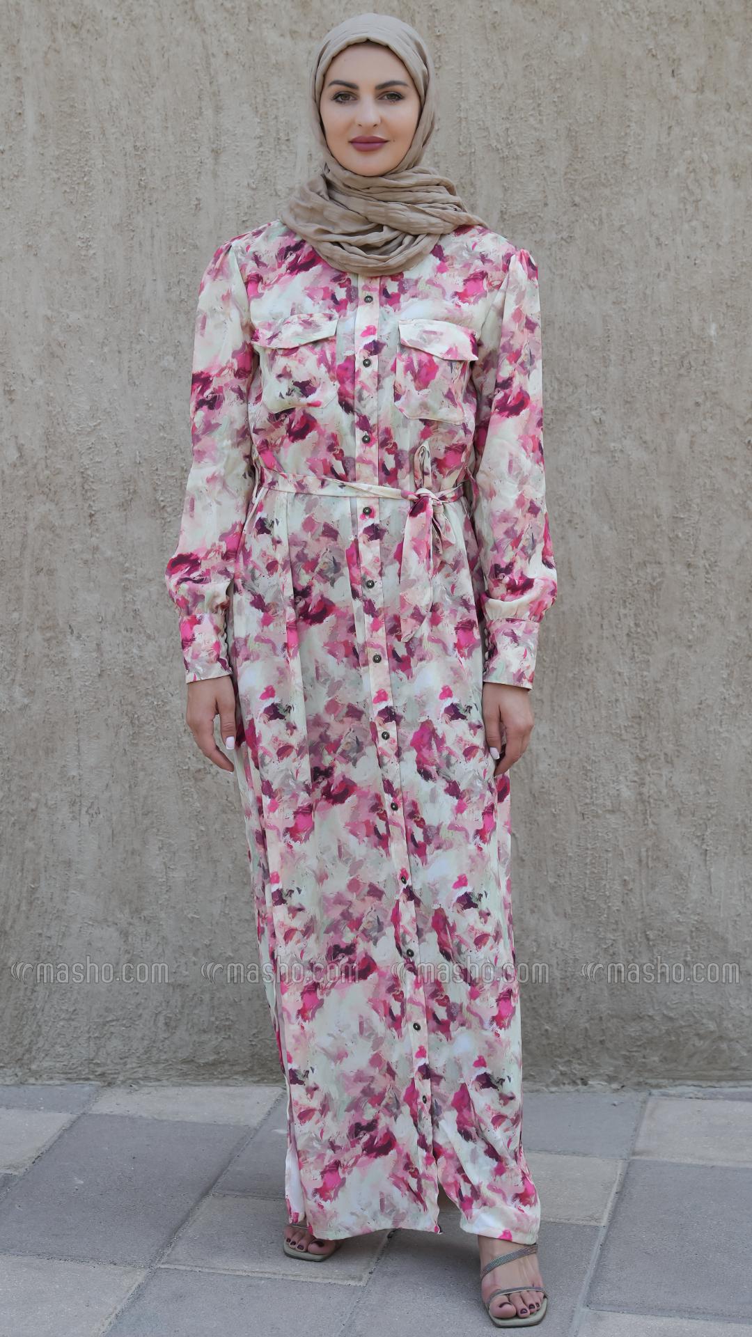 Wholesale Elegant FrontOpen Modest Dress with Two Side Pockets