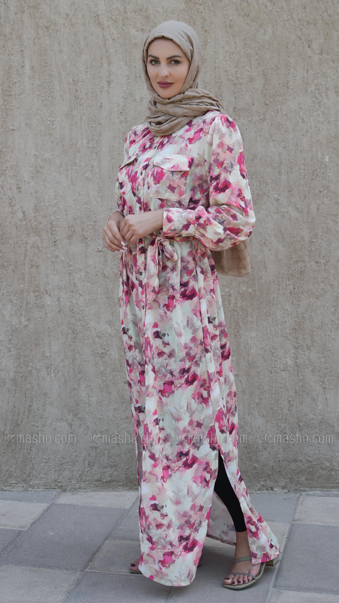 Wholesale Elegant FrontOpen Modest Dress with Two Side Pockets