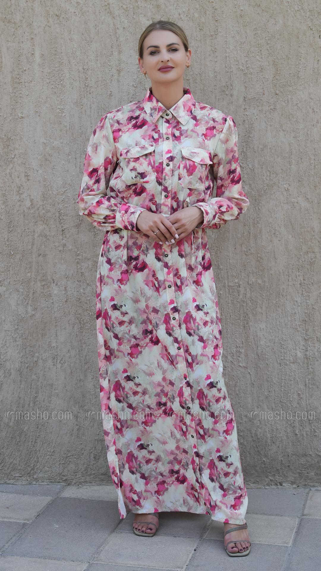 Wholesale Elegant FrontOpen Modest Dress with Two Side Pockets