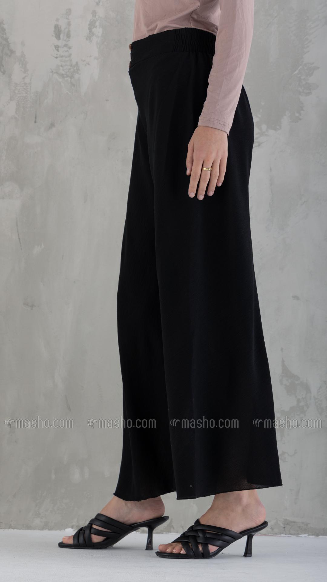 Wholesale Black WideLeg Pants with Show Buttons