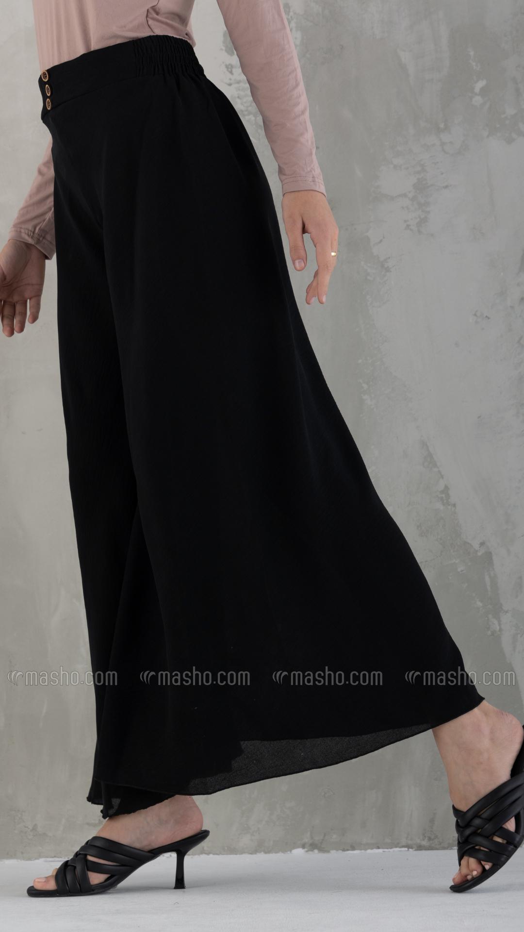 Wholesale Black WideLeg Pants with Show Buttons