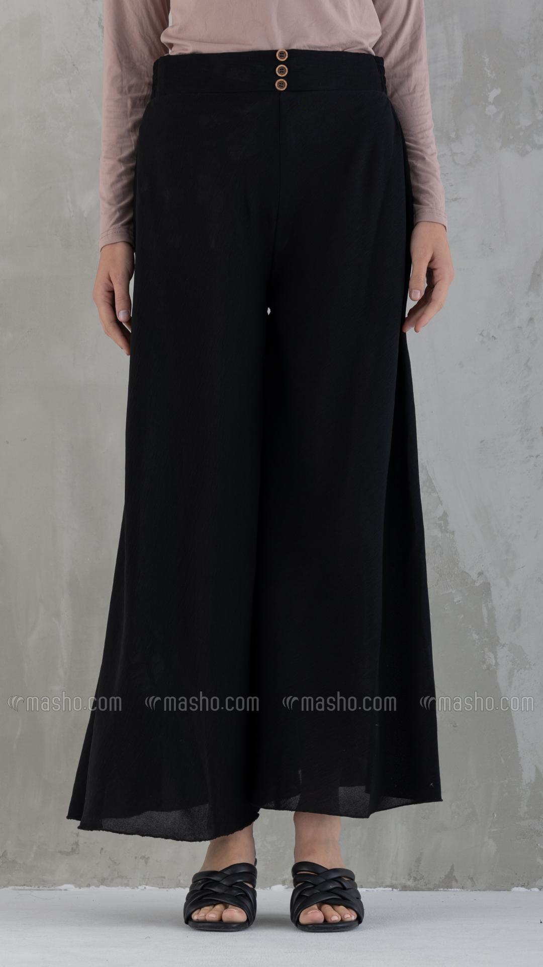 Wholesale Black WideLeg Pants with Show Buttons