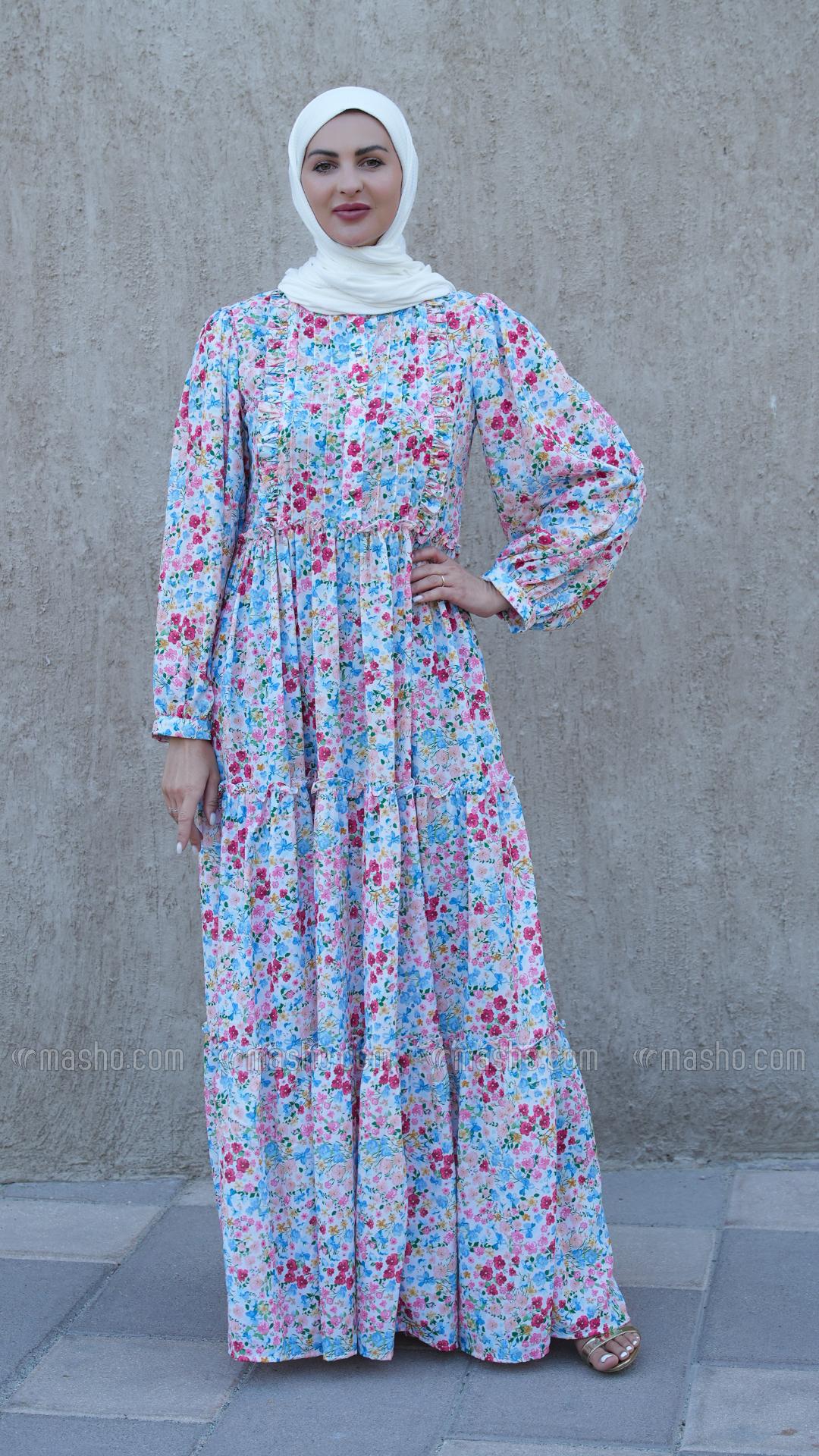 Wholesale Elegant Calico FloralPrinted Modest Dress