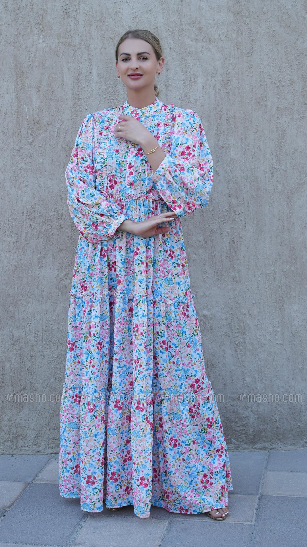 Wholesale Elegant Calico FloralPrinted Modest Dress