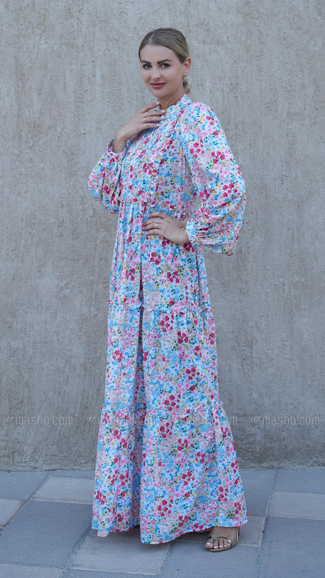 Wholesale Elegant Calico FloralPrinted Modest Dress