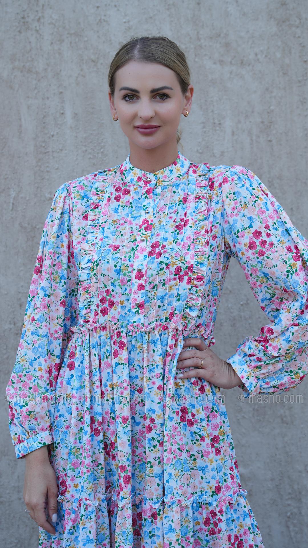 Wholesale Elegant Calico FloralPrinted Modest Dress