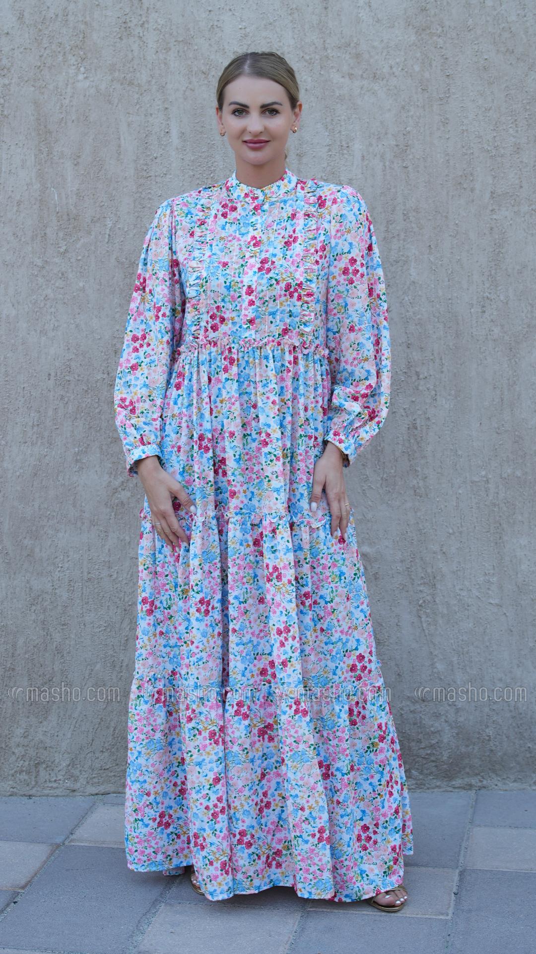 Wholesale Elegant Calico FloralPrinted Modest Dress