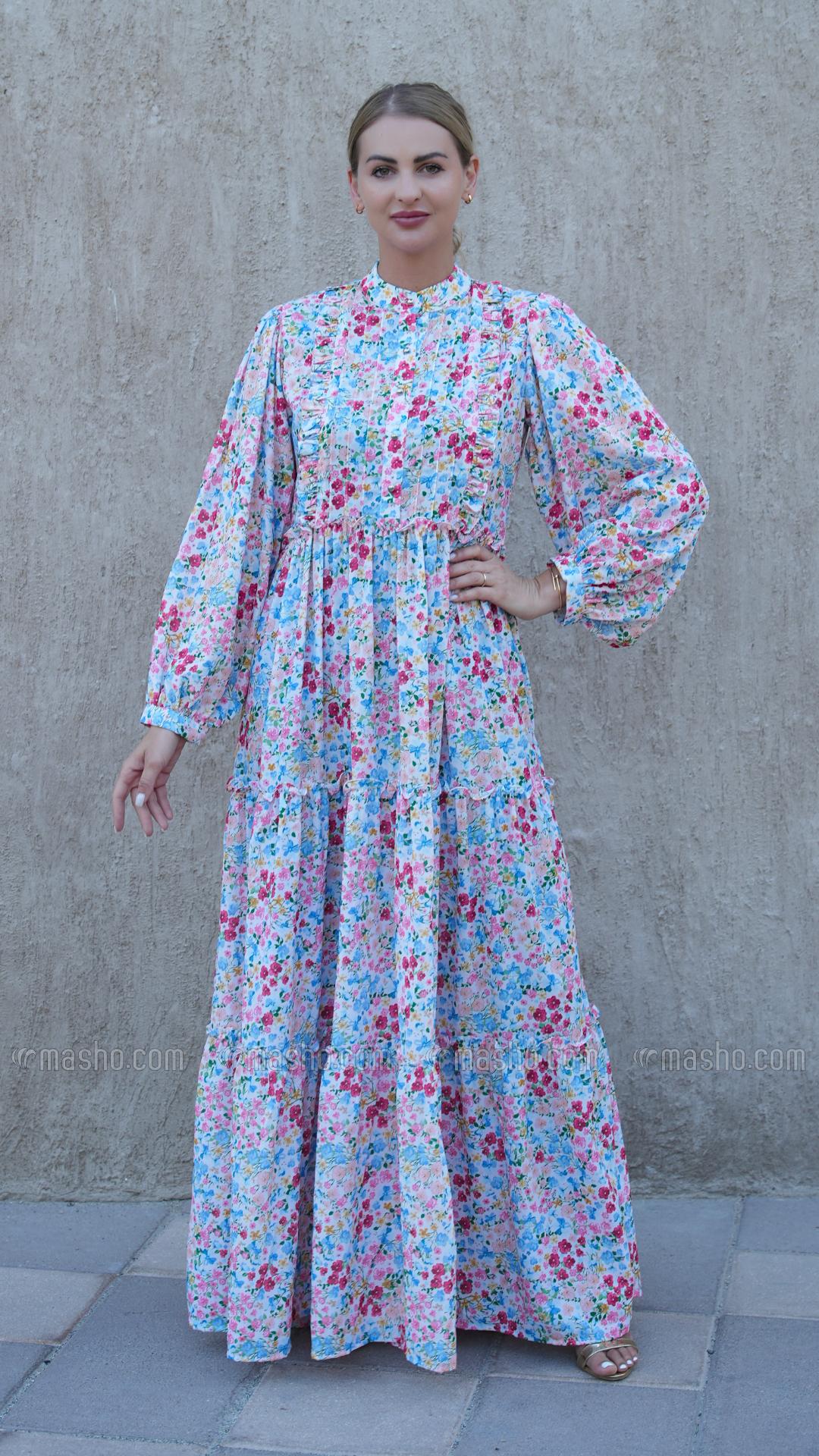 Wholesale Elegant Calico FloralPrinted Modest Dress