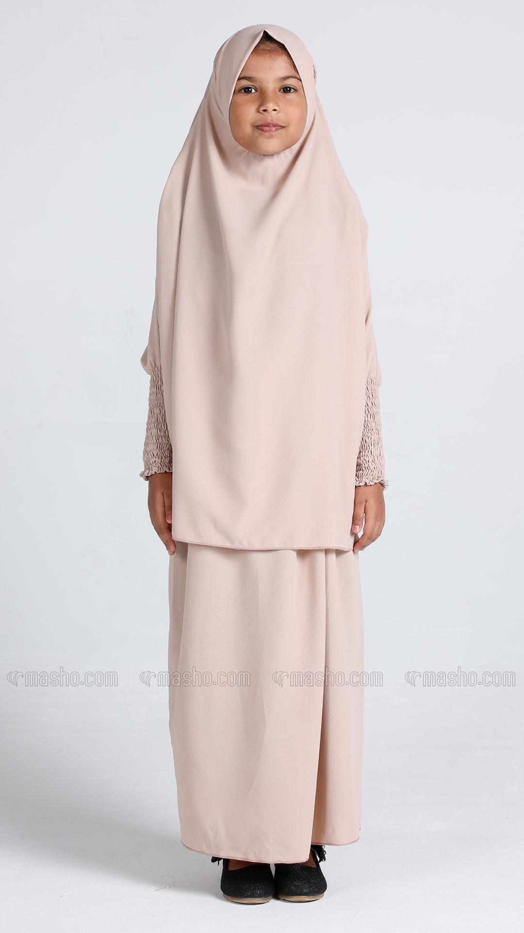 Wholesale Almond Kids Jilbab With Skirt And Khimar 