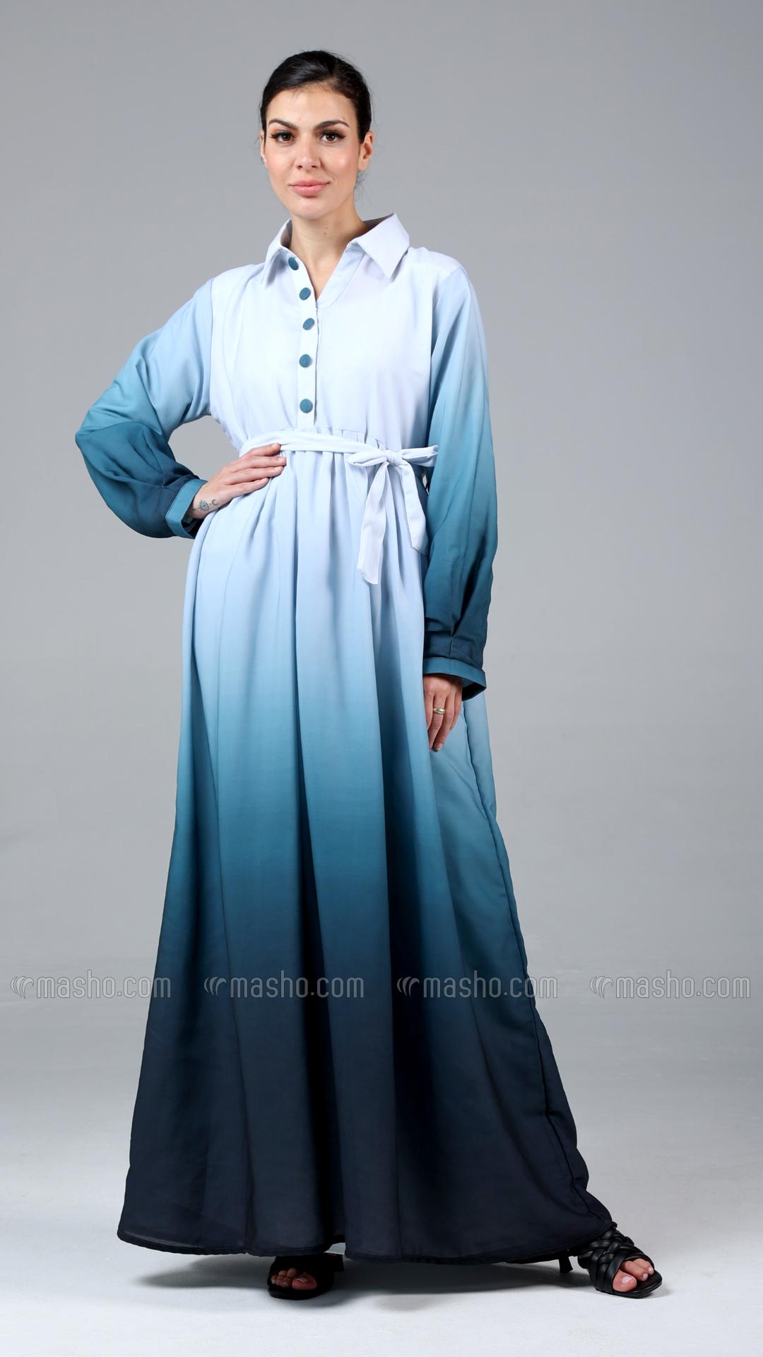 Wholesale MultiColored Ombre Modest Dress