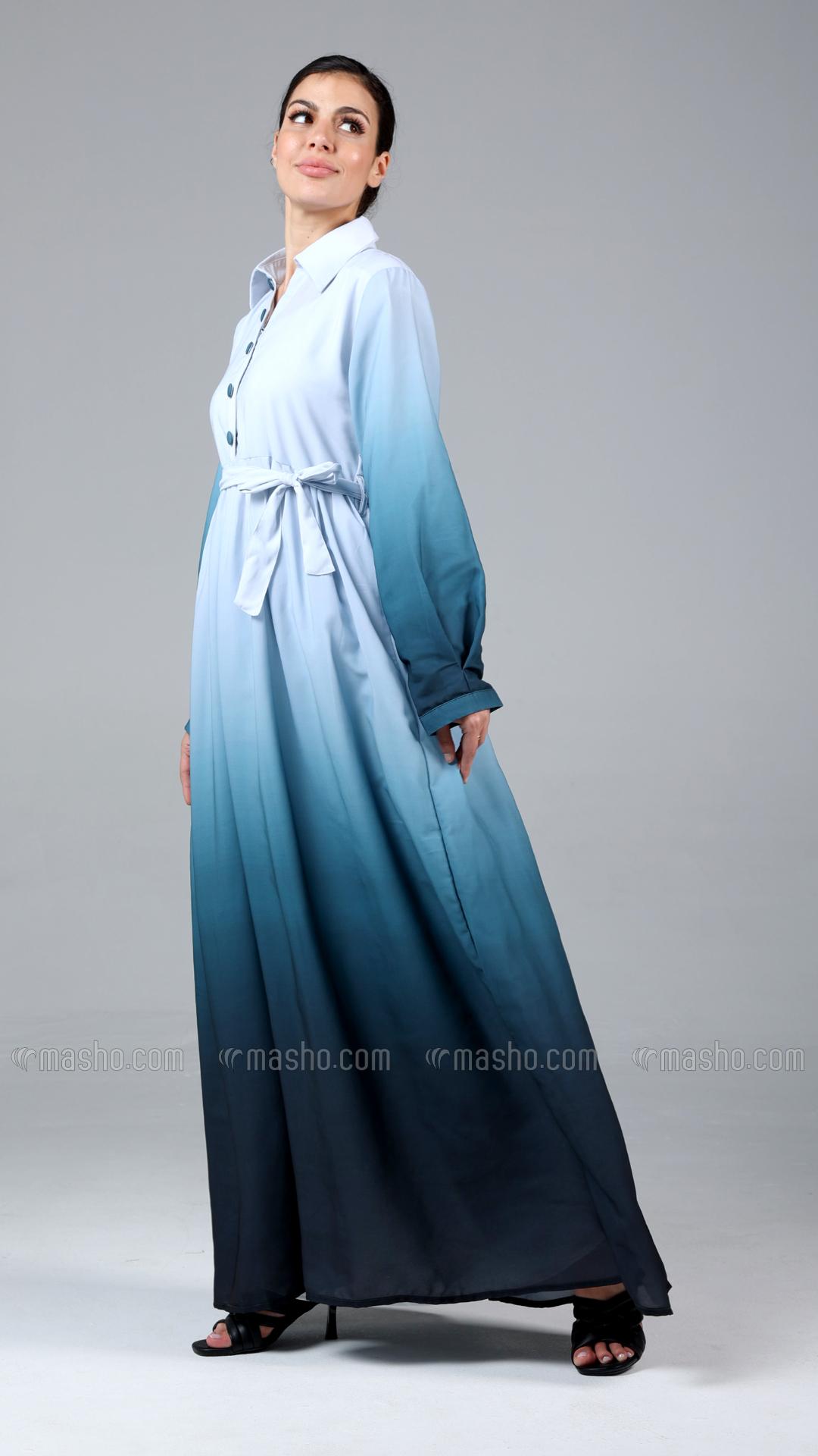 Wholesale MultiColored Ombre Modest Dress