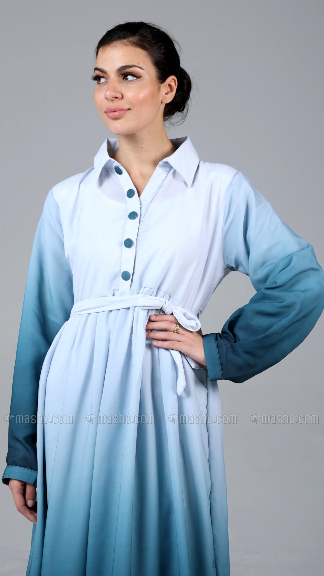 Wholesale MultiColored Ombre Modest Dress