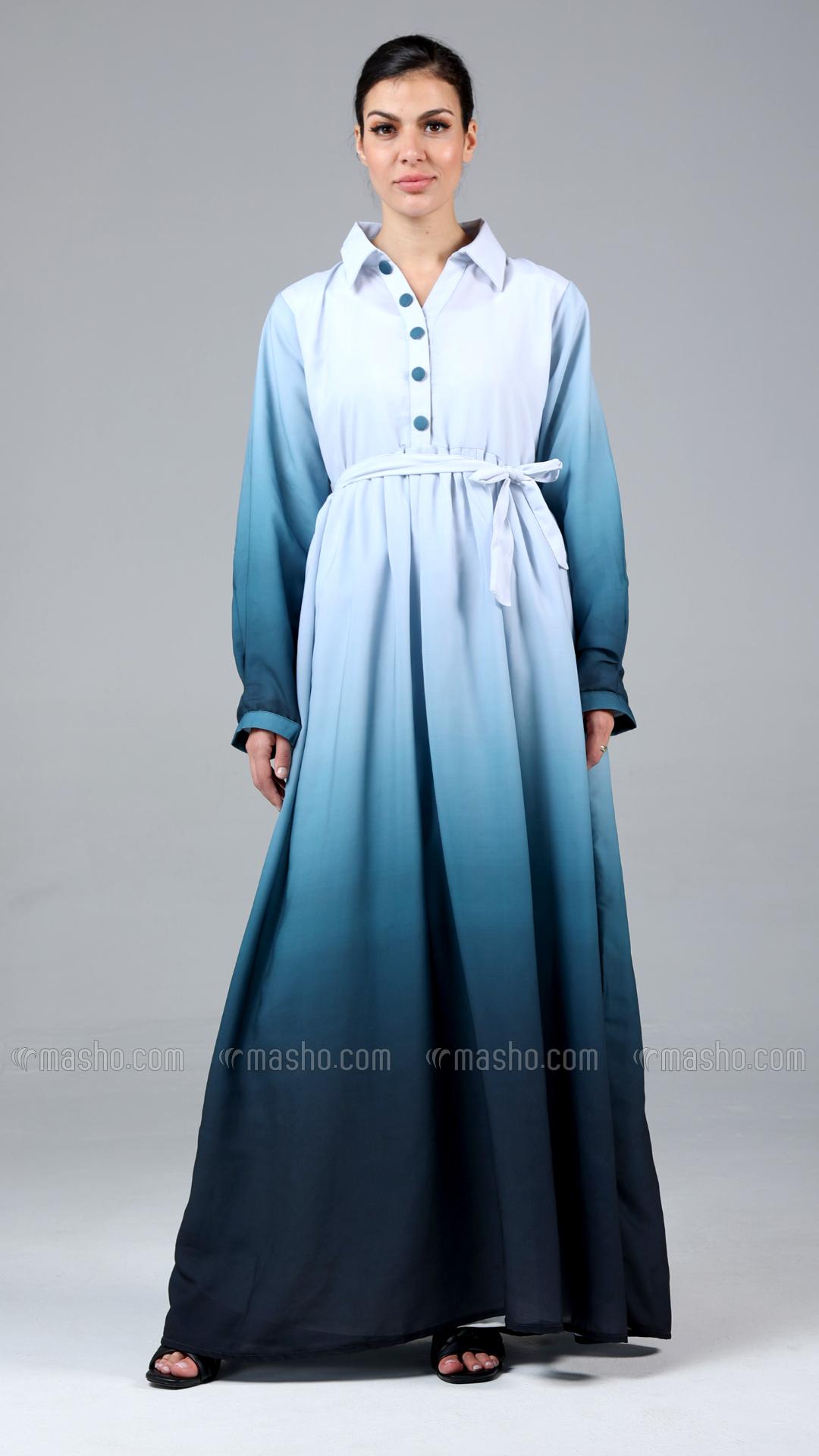 Wholesale MultiColored Ombre Modest Dress