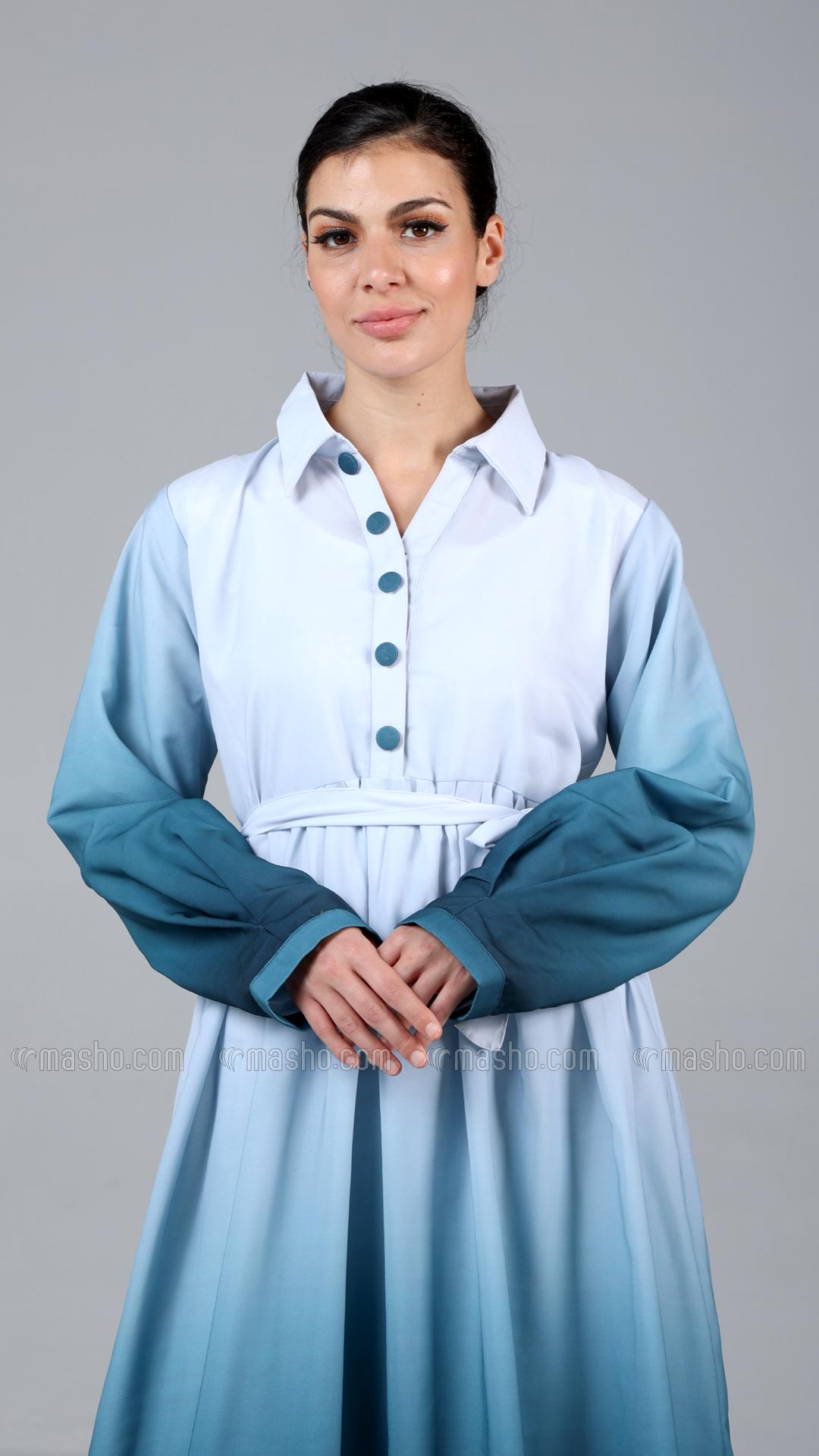 Wholesale MultiColored Ombre Modest Dress