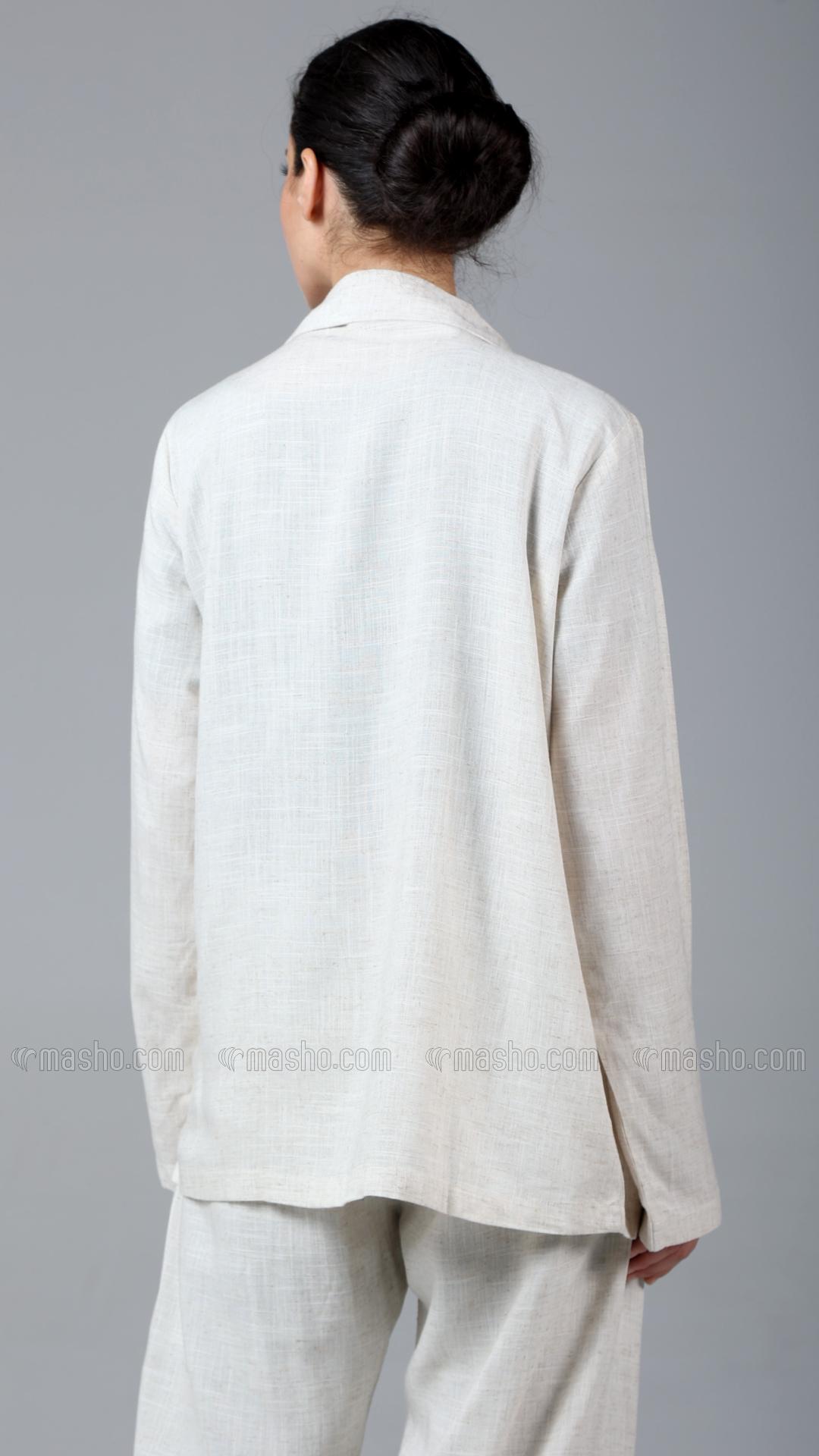 Wholesale Off White Formal  Three  Piece Linen Suit Set