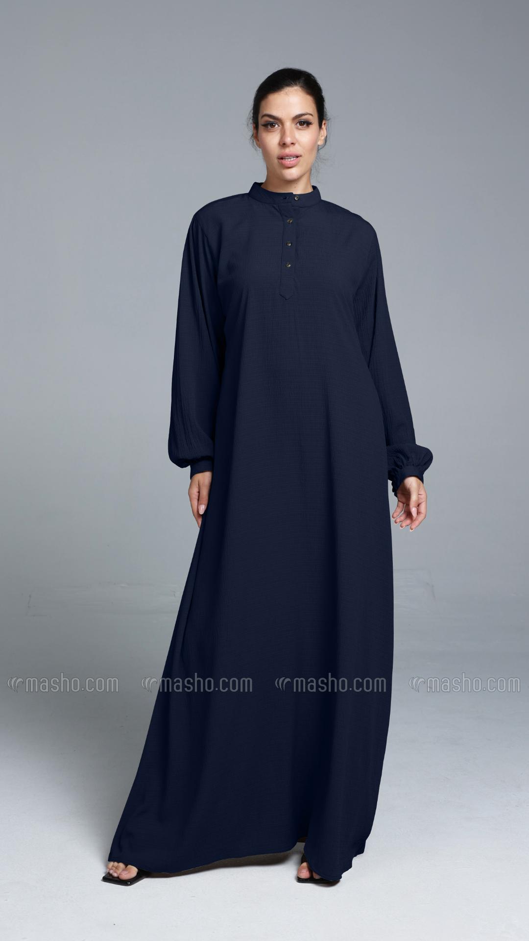 Wholesale Navy Blue Traditional Abaya with Show Buttons 
