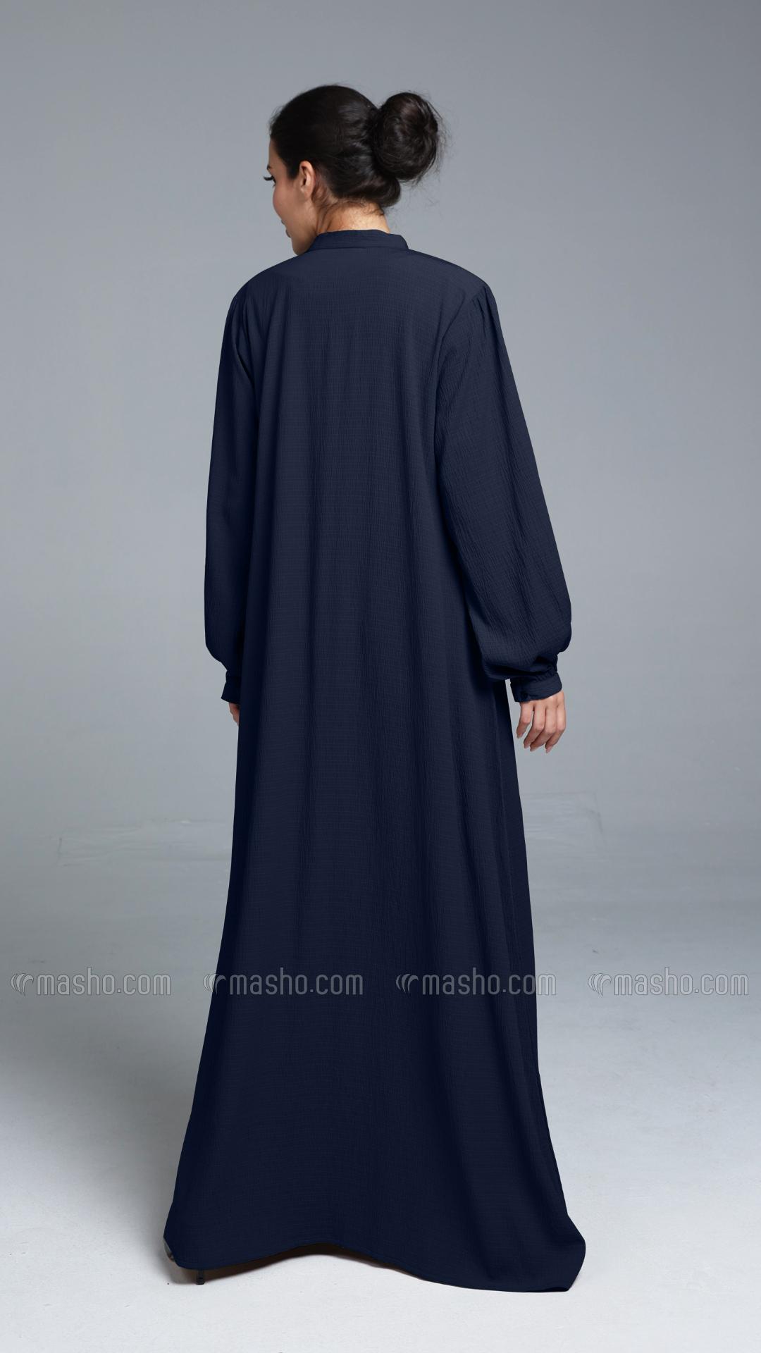 Wholesale Navy Blue Traditional Abaya with Show Buttons 