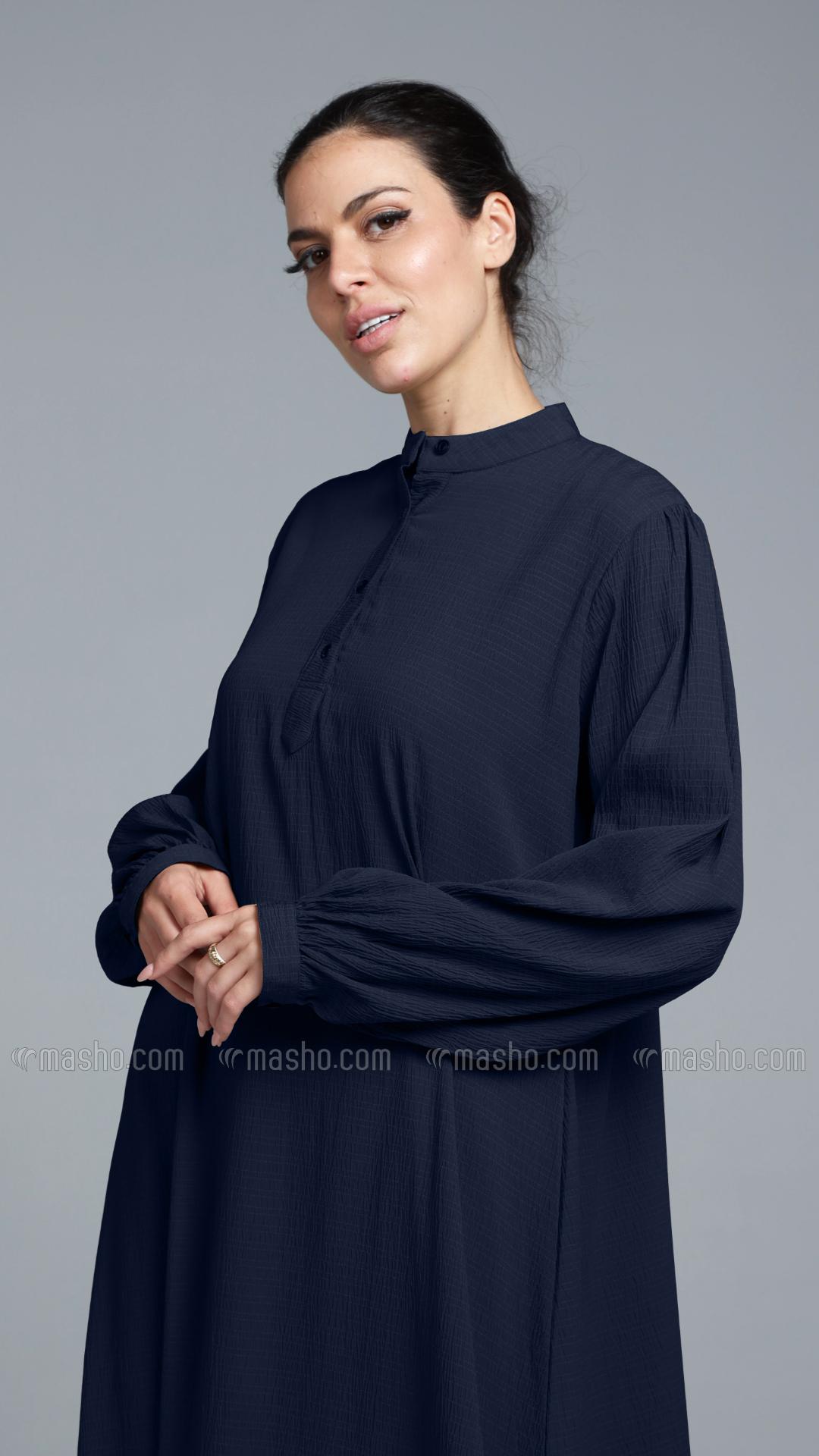Wholesale Navy Blue Traditional Abaya with Show Buttons 