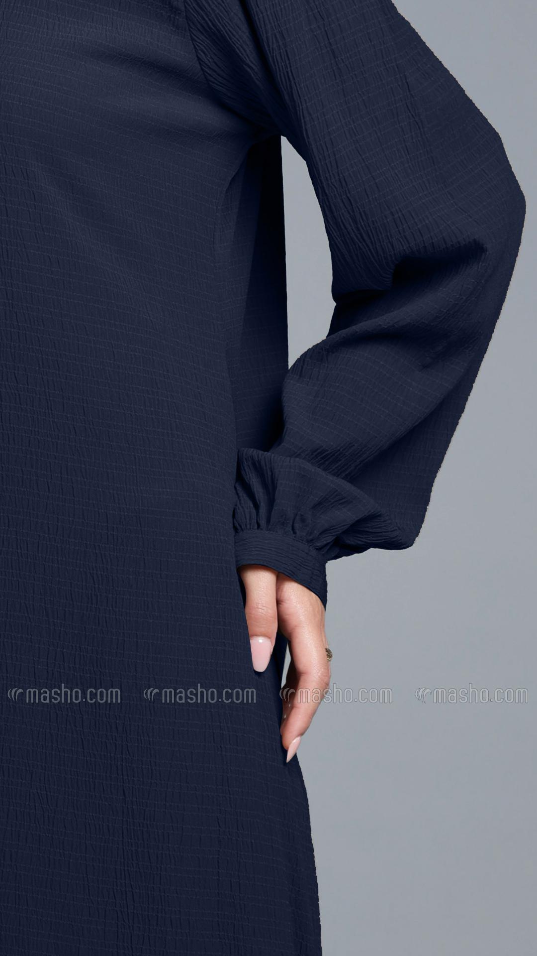 Wholesale Navy Blue Traditional Abaya with Show Buttons 